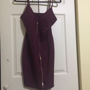 Burgundy Red Zipper BodyCon Dress Sexy